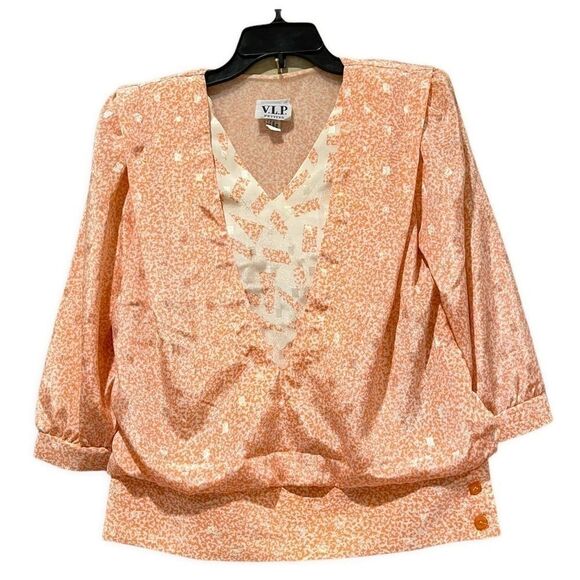 Vintage 80’s pink geometric layered blouson blouse - Picture 1 of 15